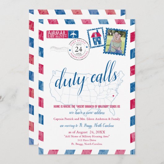 フォートブラッグ、NC軍隊移動発表 招待状 (正面/裏面)