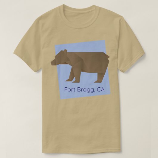 フォートブラッグCAブラウン折り紙クマ抽象芸術幾何学模様 Tシャツ (デザイン正面)