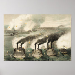 フォートヘンリーのキャプチャby Union Ironclads - 1862 ポスター