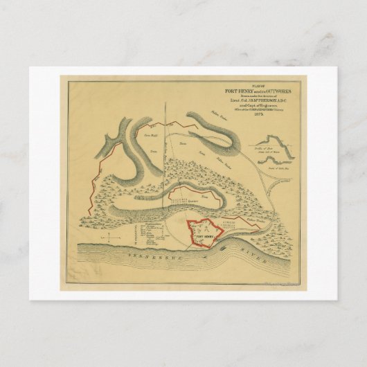 フォートヘンリーの戦い – 南北戦争パノラママップ ポストカード (正面)