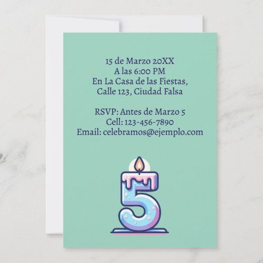 フォートペルソナリダミサ5アニョスクンプレニョスシンコ 招待状 (裏面)