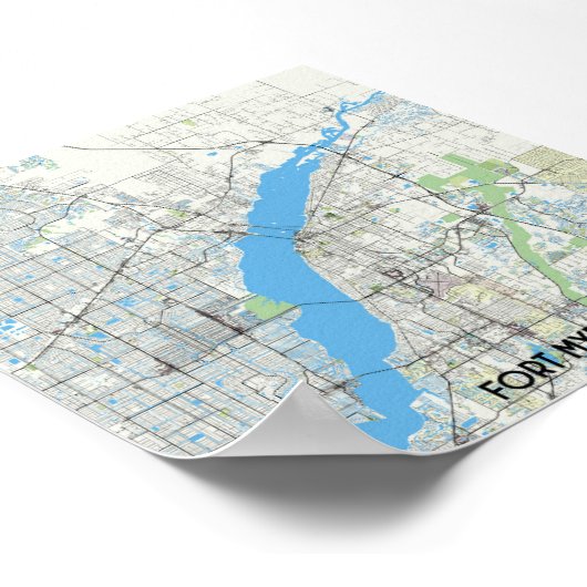 フォートマイアーズフロリダ州の米国の地図 ポスター (角)