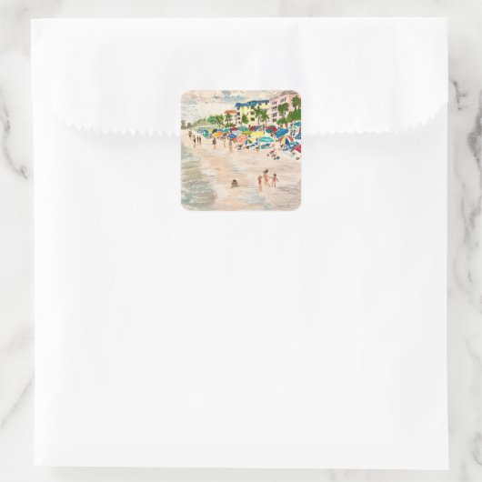 "フォートマイヤーのビーチ"フロリダステッカー スクエアシール (バッグ)