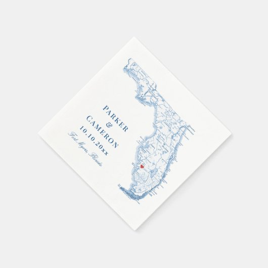 フォートマイヤーズエレガントフロリダの地結婚図 スタンダードカクテルナプキン (角)
