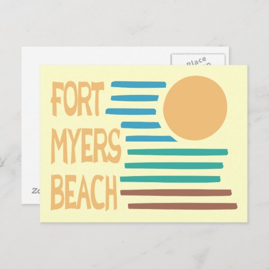 フォートマイヤーズビーチフロリダジオメトリックサンセット ポストカード (正面/裏面)