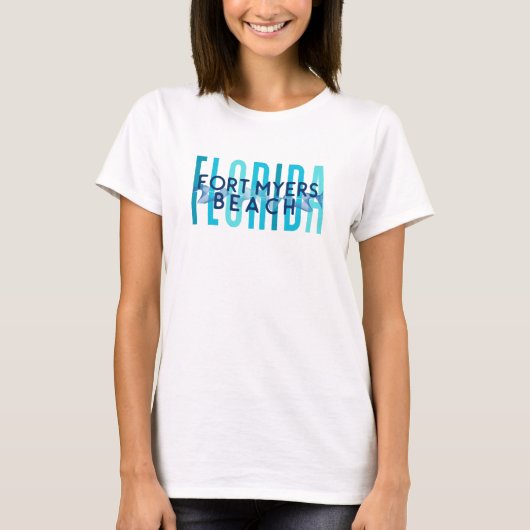 フォートマイヤーズビーチフロリダ(海波) Tシャツ (正面)