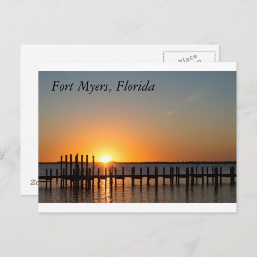 フォートマイヤーズ、フロリダの美しいオレンジ色の夕日 ポストカード (正面/裏面)