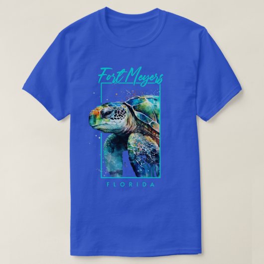 フォートマイヤーズFloridaウォーターカラーウミガメポートレート Tシャツ (デザイン正面)