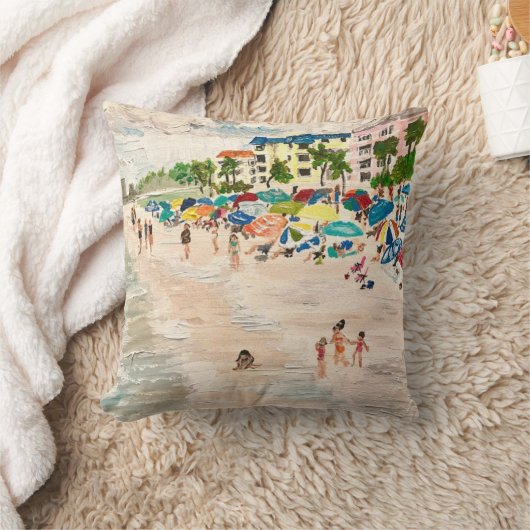 フォートマイヤービーチ絵を描枕 クッション (ブランケット)