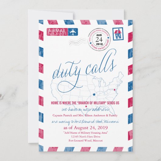 フォートレオナルドウッド、MO軍隊移動発表 招待状 (正面)