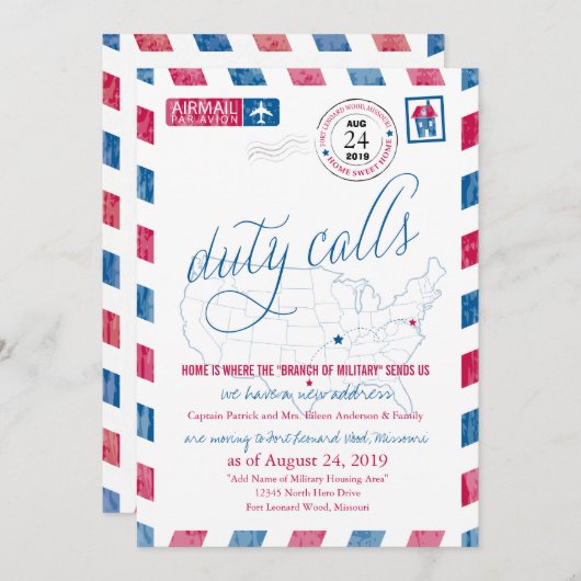 フォートレオナルドウッド、MO軍隊移動発表 招待状 (正面/裏面)