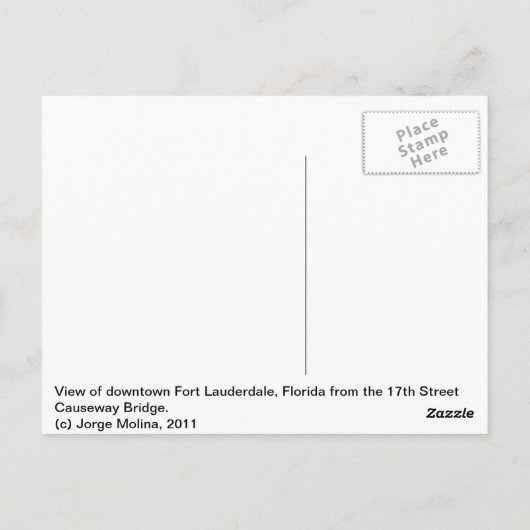 フォートローダーデイル、アメリカのベネチア ポストカード (裏面)