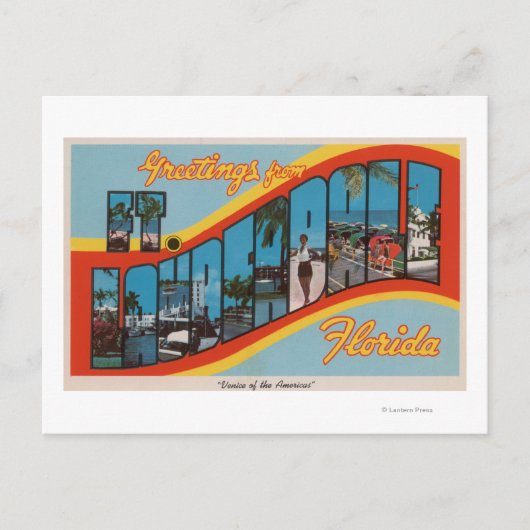 フォートローダーデイル、フロリダ州 - 大きな文字のシーン 2 ポストカード (正面)