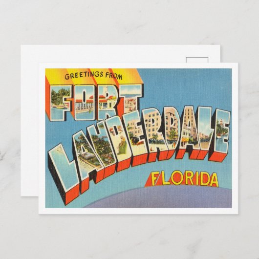 フォートローダーデールからの挨拶，フロリダトラベル ポストカード (正面/裏面)