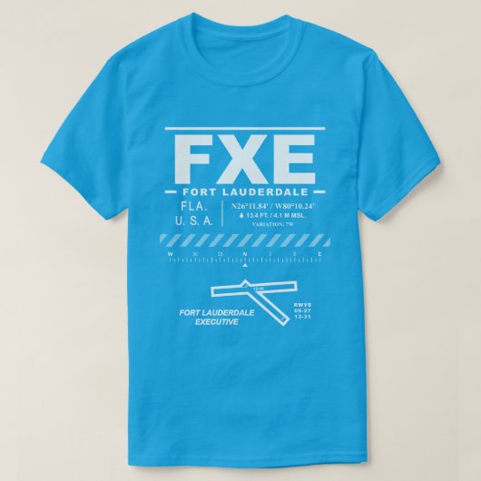 フォートローダーデールエグゼクティブエアポートFXE Tシャツ (デザイン正面)