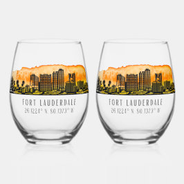フォートローダーデールスカイライン&座標 ステムなしワイングラス
