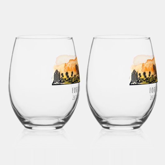 フォートローダーデールスカイライン&座標 ステムなしワイングラス (右)