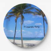 フォートローダーデールフロリダサンドビーチ&パームツリーズ ペーパープレート (正面)