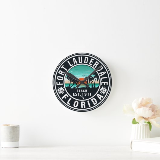 フォートローダーデールフロリダビーチトロピカルディ土産 ラウンド壁時計 (ホーム)