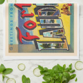 フォートローダーデールフロリダ州フロリダ州大文字はがき キッチンタオル (折り畳み)