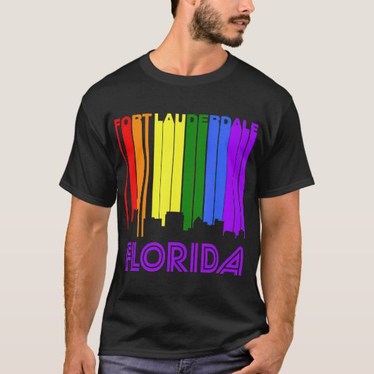 フォートローダーデールフロリダLGBTQゲイプライドスカイラインT Tシャツ (正面)