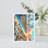 フォートローダーデールフロリダUS有名なプレイスウォーターカラー ポストカード (スタンド正面)