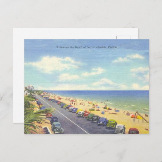 フォートローダーデール,フロリダヴィンテージビーチシーン ポストカード (正面/裏面)