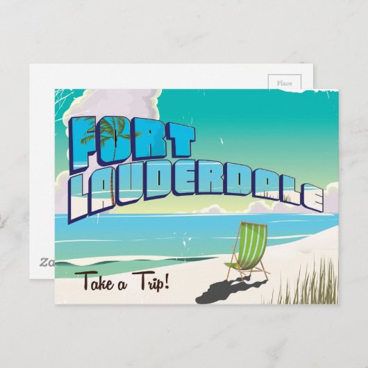 フォートローダーデール ヴィンテージ トラベル ポスター ポストカード (正面/裏面)