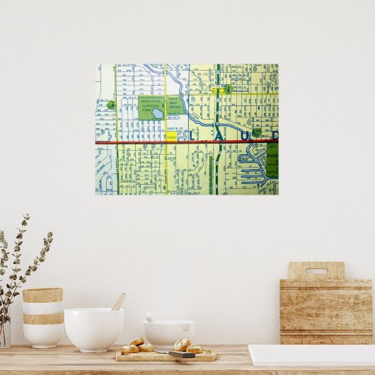 フォートローダーデールFLヴィンテージマップポスター ポスター (キッチン)