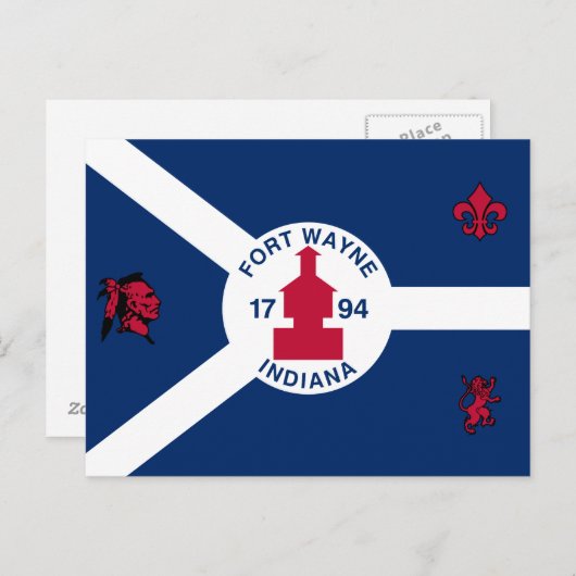 フォートワイン国旗、インディアナポストカード ポストカード (正面/裏面)