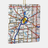 フォートワイン・インディアナの地図 セラミックオーナメント (右)