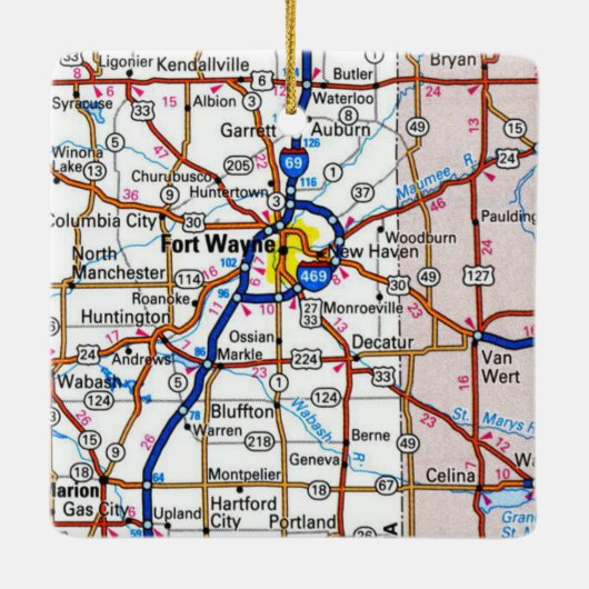 フォートワイン・インディアナの地図 セラミックオーナメント (裏面)