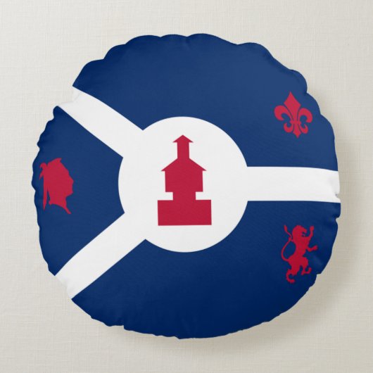 フォートワイン（インディアナ州）市旗 ラウンドクッション (正面)