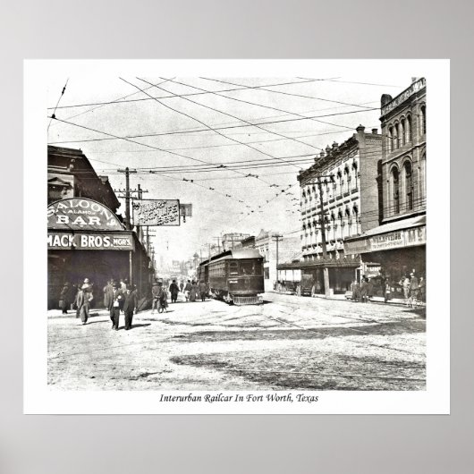 フォートワースのダウンタウンにある都市間鉄道車両テキサス州P ポスター (正面)