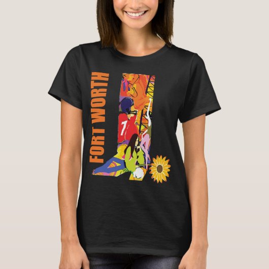 フォートワースカウガールレトロオレンジ トラベル Tシャツ (正面)
