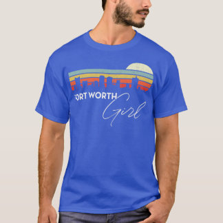 フォートワースガールレトロサンセットシティスカイライン Tシャツ