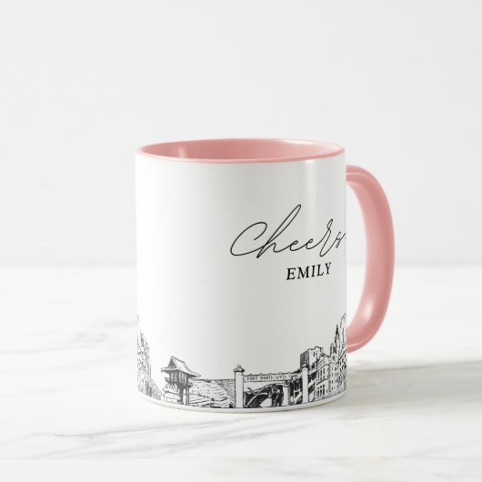 フォートワーススカイラインパーソナライズされたズ結婚コーヒーマグ マグカップ (正面右)