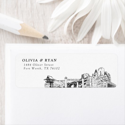 フォートワーススカイラインモダン差出人住所ラベル ラベル (インサイチュ)