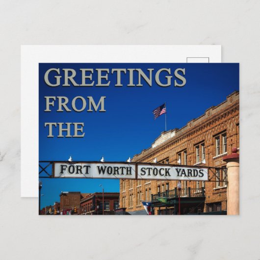 フォートワースストックヤードからの挨拶おもしろいテキサス州 ポストカード (正面/裏面)