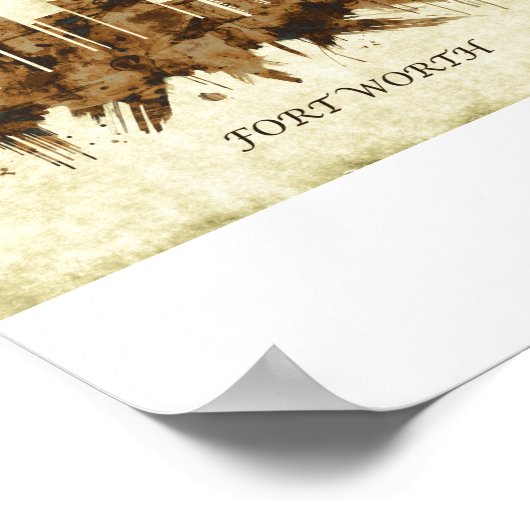 フォートワーステキサス州シティスケープ ポスター (角)