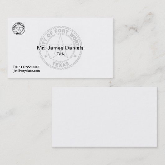 フォートワーステキサス州シ素晴らしール 名刺 (正面/裏面)