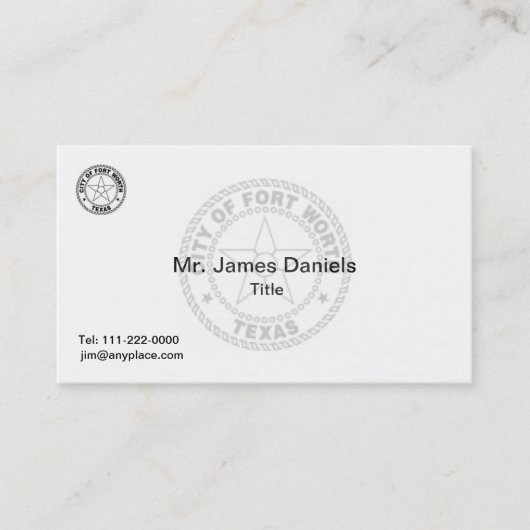 フォートワーステキサス州シ素晴らしール 名刺 (正面)