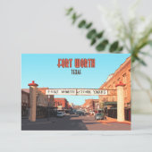 フォートワーステキサス州ストックヤードヴィンテージフラットカード (スタンド正面)