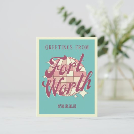 フォートワーステキサス州バケーションレトロポストカード ポストカード (スタンド正面)