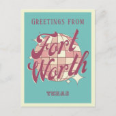フォートワーステキサス州バケーションレトロポストカード ポストカード (正面)