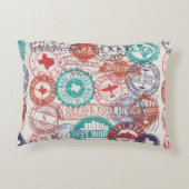 フォートワーステキサス州切手セット。旅行スタンプ。作成済み アクセントクッション (裏面)