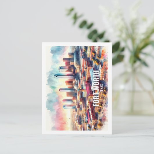 フォートワーステキサス州有名な旅行の場所の水色 ポストカード (スタンド正面)