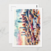 フォートワーステキサス州有名な旅行の場所の水色 ポストカード (正面/裏面)