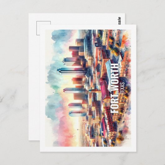 フォートワーステキサス州有名な旅行の場所の水色 ポストカード (正面/裏面)