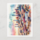 フォートワーステキサス州有名な旅行の場所の水色 ポストカード (正面)